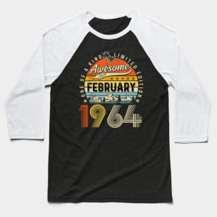 Awesome Since February 1964 Vintage 59th Birthday Baseball T-Shirt